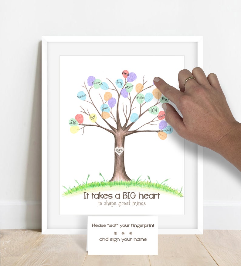 Gift for teacher, end of year gift for teacher, gift from class, class gift, fingerprint teacher gift, teacher appreciation present ideas image 4