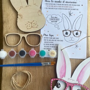 Easter Bunny Craft Kit, Paint Your Own Rabbit With Glasses, Wooden ...