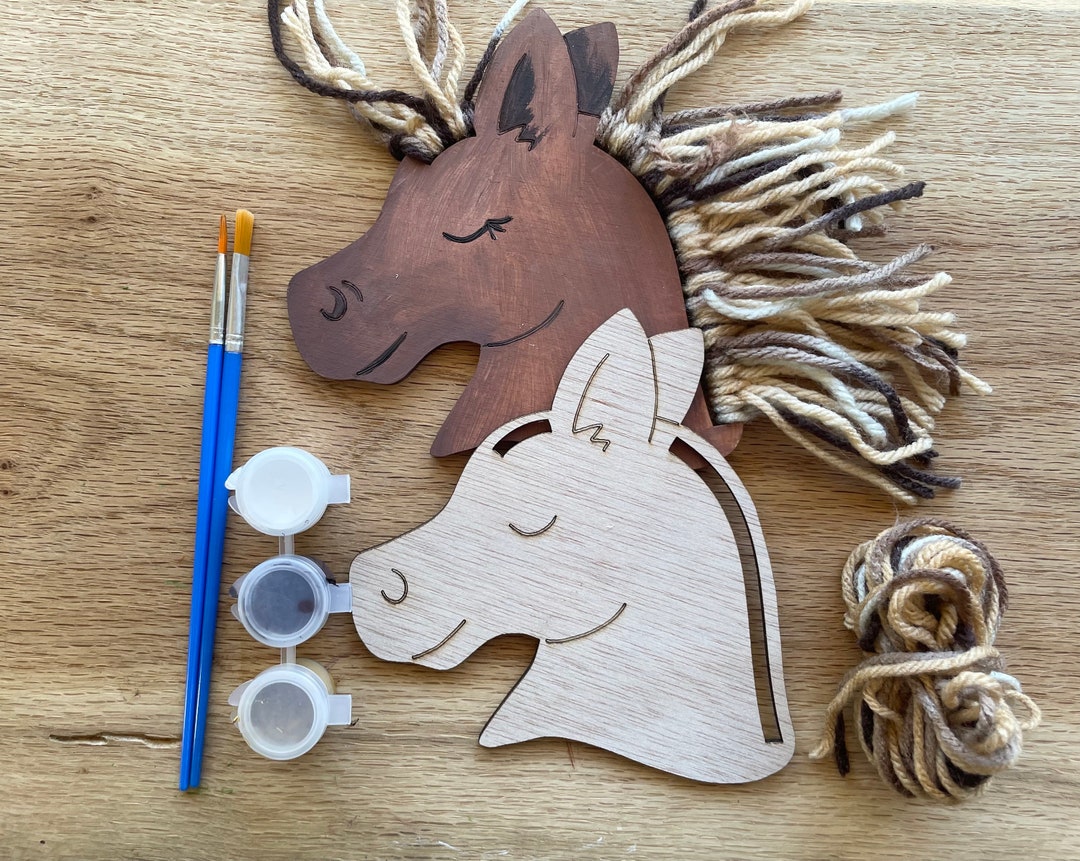 Paint Your Own Horse Craft Kit With Paint and Yarn, DIY Horse Paint Kit