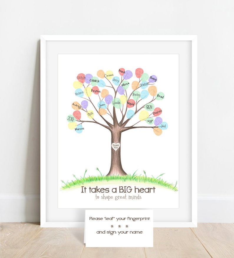 Gift for teacher, end of year gift for teacher, gift from class, class gift, fingerprint teacher gift, teacher appreciation present ideas image 6