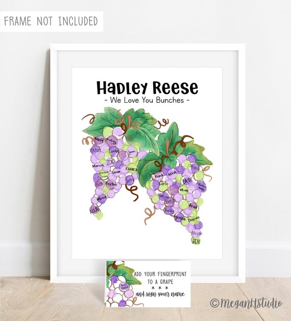 Personalized Fingerprint Grape Vine Baby Shower Guestbook 