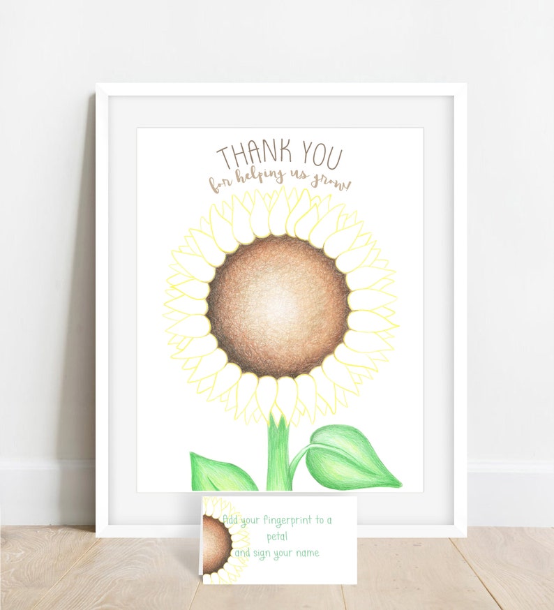 INSTANT DOWNLOAD teacher appreciation gift ideas, sunflower classroom decor, school staff appreciation, thumbprint sunflower, thank you gift image 3