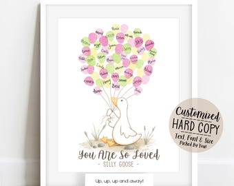Girl's Personalized Silly Goose Fingerprint Poster Baby Shower Guestbook Alternative Custom Nursery Decor