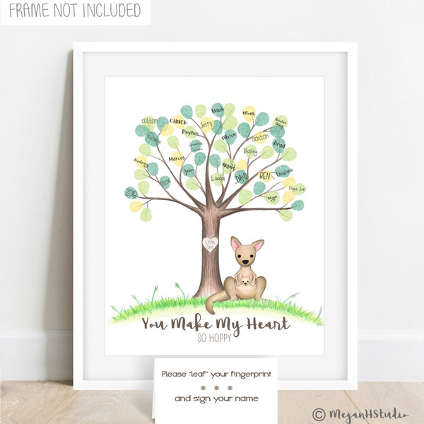 INSTANT DOWNLOAD Gender Neutral Australian Outback Theme Baby Shower, Thumb Print Tree, Kangaroo Birthday Party, Kangaroo Baby Shower Decor