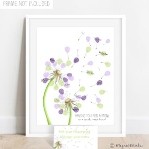 INSTANT DOWNLOAD Mother's Day Gift Ideas, Gift from Kids, Mothers Day Fingerprint Dandelion, Fingerprint Gift Idea, Gift for Mom, Thumbprint