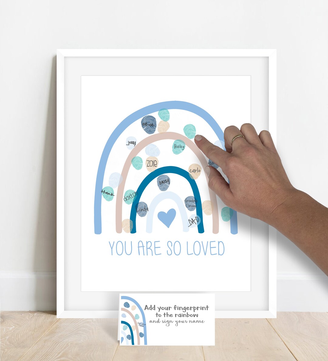 INSTANT DOWNLOAD Boho Blue Rainbow Baby Shower, Boy's Rainbow Baby