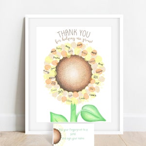 INSTANT DOWNLOAD teacher appreciation gift ideas, sunflower classroom decor, school staff appreciation, thumbprint sunflower, thank you gift image 6