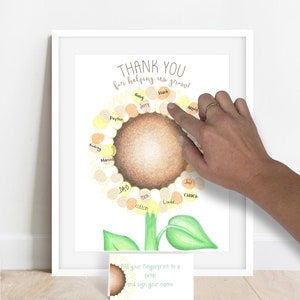 INSTANT DOWNLOAD teacher appreciation gift ideas, sunflower classroom decor, school staff appreciation, thumbprint sunflower, thank you gift image 4