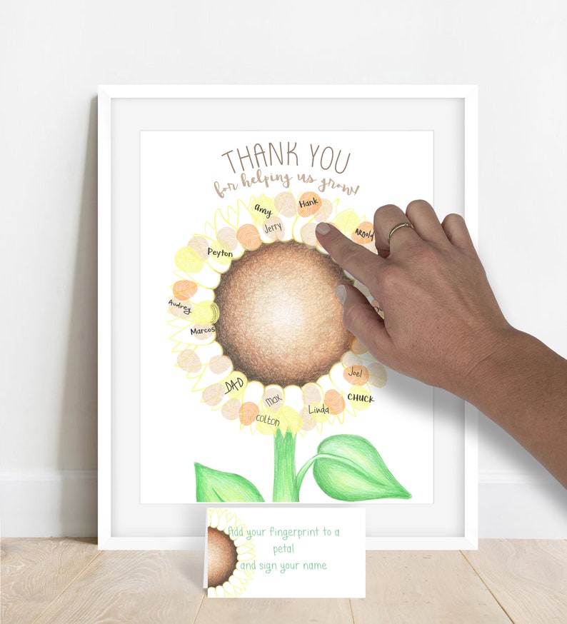 INSTANT DOWNLOAD teacher appreciation gift ideas, sunflower classroom decor, school staff appreciation, thumbprint sunflower, thank you gift image 4