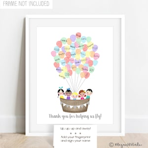 INSTANT DOWNLOAD teacher thank you gift ideas, hot air balloon, fingerprint tree teacher appreciation, teacher thank you present ideas
