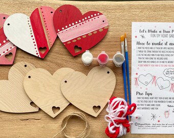 DIY Valentinstag Bastelset Girlande, Malen Sie Ihre Holzherzen Valentinstag Basteln, Kinder Valentinstag Herz Girlande Bastelset Malen