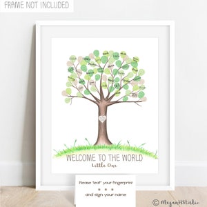 PRINTABLE fingerprint tree, Customizable Thumbprint tree, wedding guestbook, baby shower fingerprint tree, christening day gift ideas