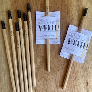 Back to School Gift Ideas for Class, Natural Pencils and Custom Tags for First Day of School, Start this Year Out WRITE, Student Gift Ideas