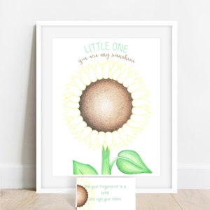 INSTANT DOWNLOAD thumb print Sunflowerguestbook alternative, sunflower baby shower, summer baby shower, you are my sunshine baby shower image 3