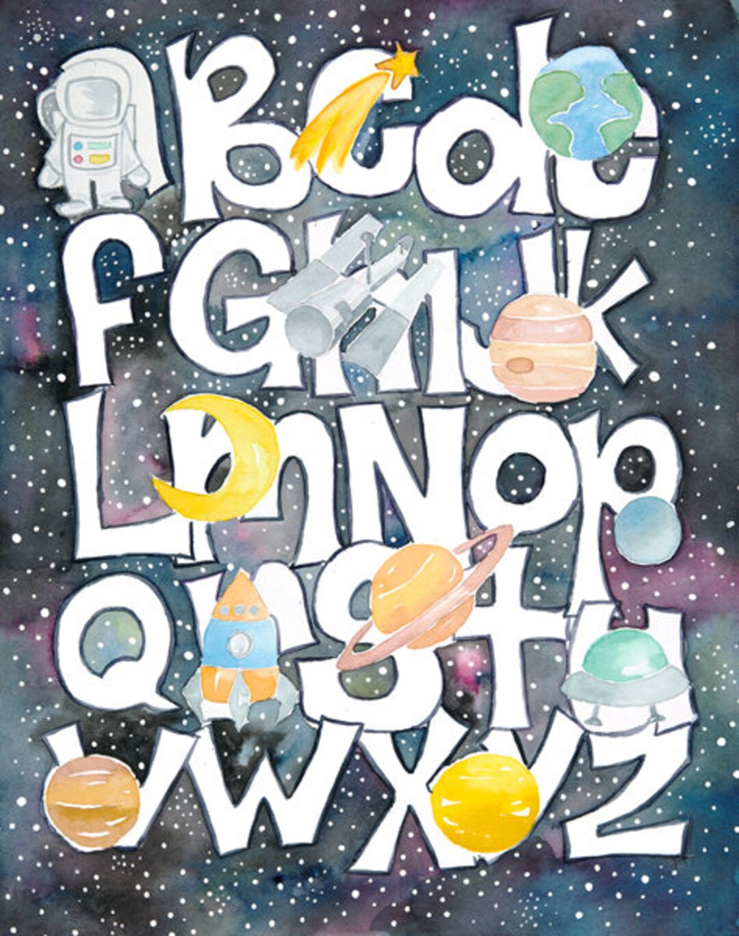 Galaxy ABC Alphabet Print - Etsy