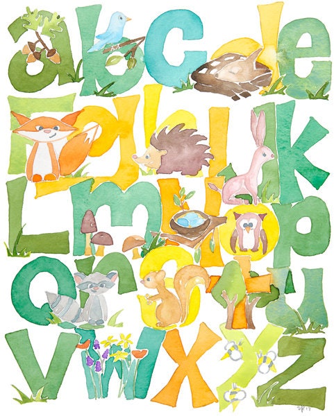 Woodland Forest ABC Alphabet - Etsy