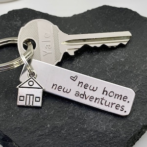 New Home New Adventures Keychain Housewarming Gift New Home Gift House Keys Keyring Moving In Together First Home Funny Housewarming