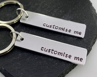 Set of Two Custom Aluminium Keychains - Personalized Keychains - write your own message