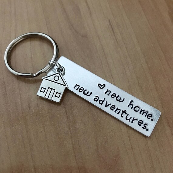 Rettangolo di metallo personalizzato PORTACHIAVI Coppie New Home Casa muoversi Regalo