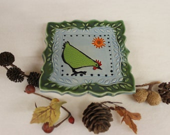 Little Green Chicken Spoon Rest, Ring Dish, Soap Dish