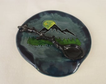 Last Light Mountain Forest Ceramic Spoon Rest