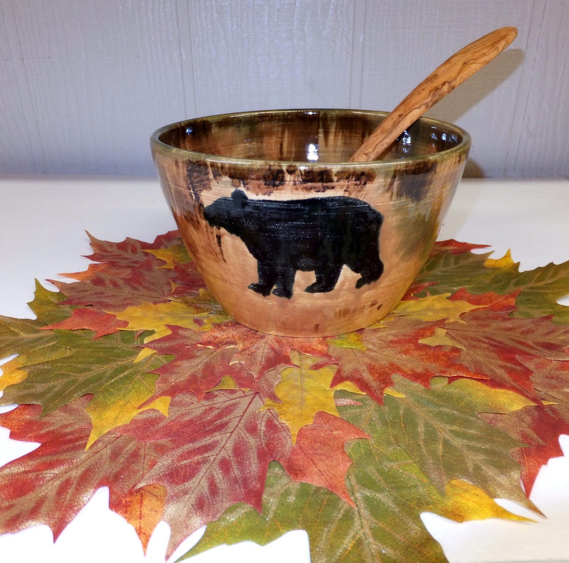 Extra Large Black Bear Bowl Rustic Cabin Art Centerpiece Etsy