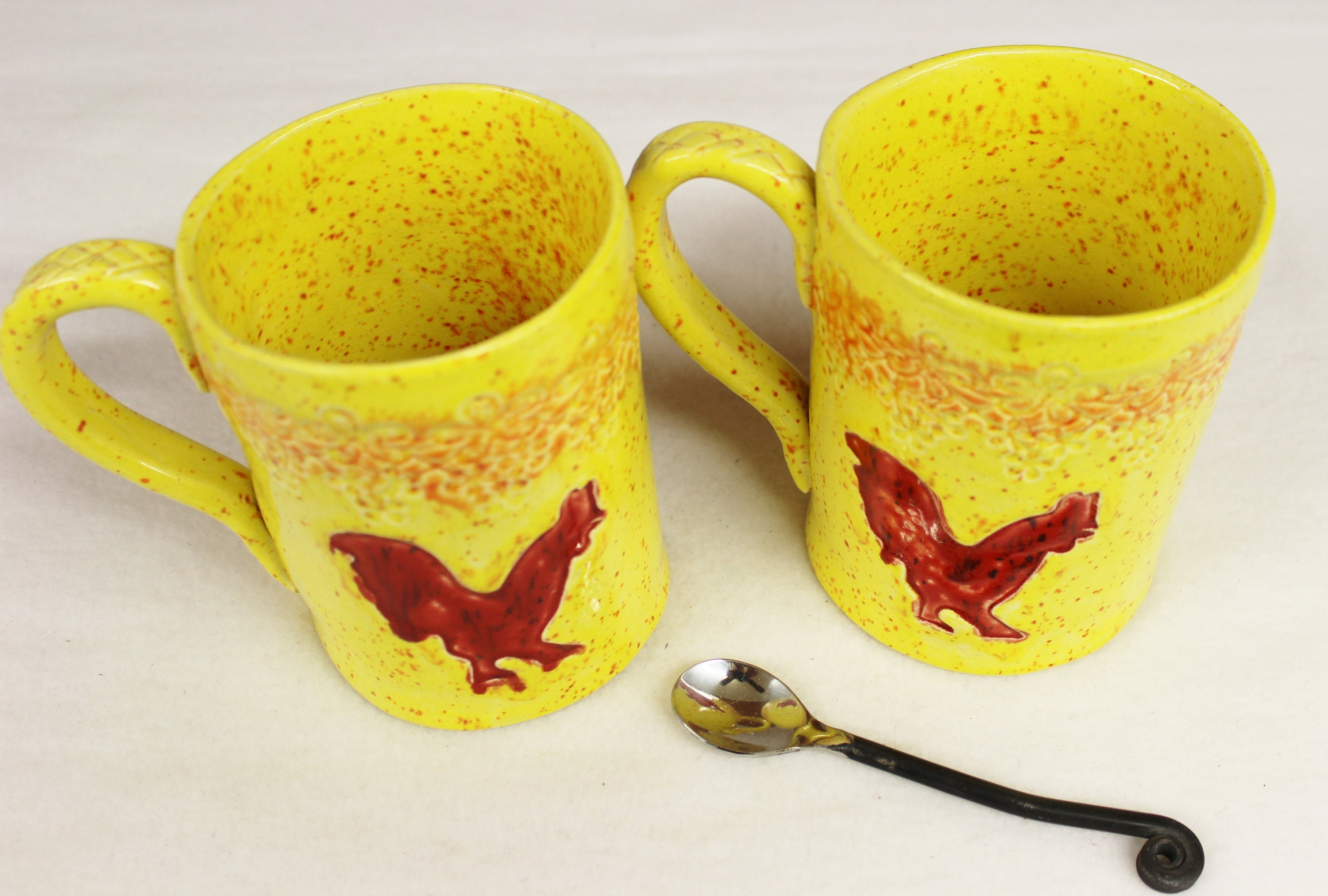 Mug Set Red Rooster Extra Large Stoneware Coffee Mug Set ON Etsy
