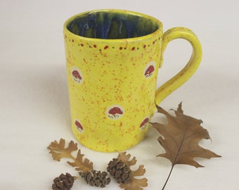 Magic Mushroom Ceramic Mug, Extra Large Handmade Stoneware