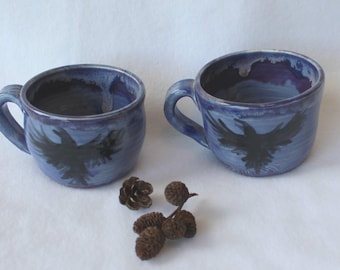 Raven Espresso Mug Set, Handmade Stoneware Pottery