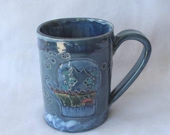 Warm Winter Mittens Extra Large Ceramic Mug (second), Handmade Ceramic Stoneware Pottery Mug
