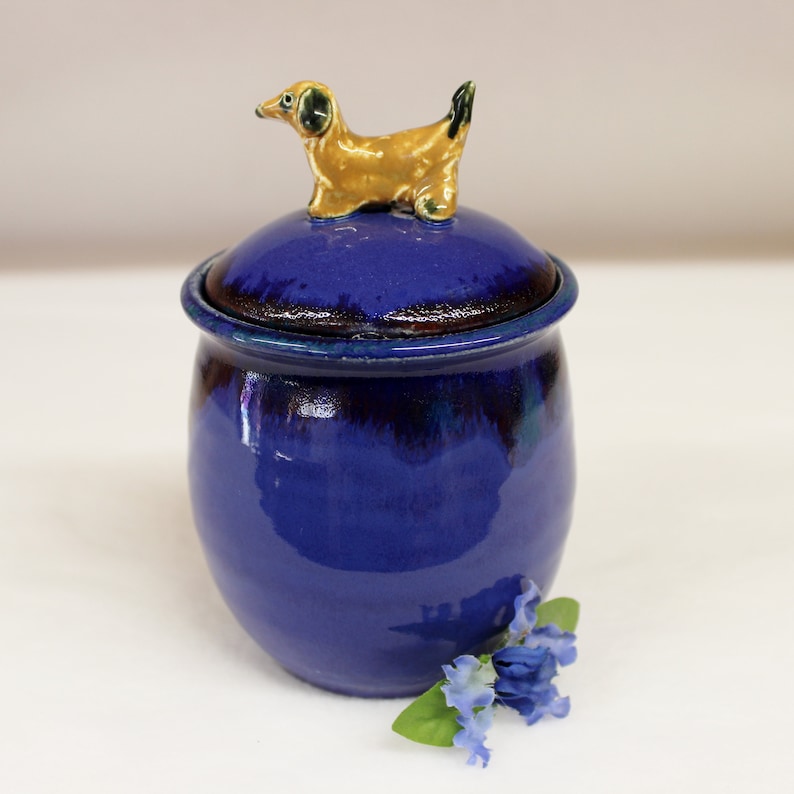 Dachshund on Blood Indigo Sugar Bowl Honey Pot Storage Jar Etsy