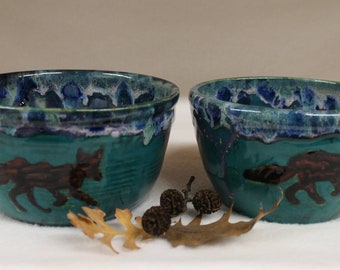 Wild Red Wild Fox Ceramic Stoneware Nesting Bowl Set