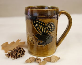 Magical Winged Frog Ceramic Stoneware Coffee Mug, Handmade Pottery Mug