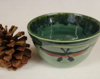 Red Canoe Ceramic Cereal Bowl, Handmade Stoneware Pottery Bowl