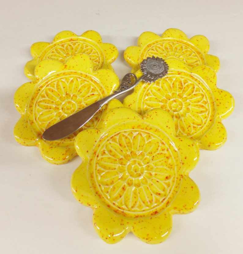 Soap Holder Yellow Sunflower Side Dish Spoon Rest