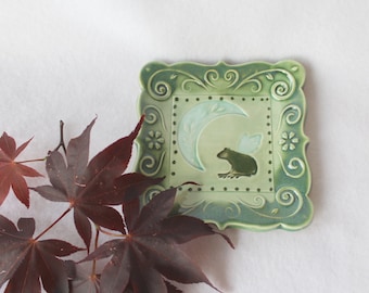 Fairy Frog with Flower Moon Spoon Rest, Soap Dish, Tea Bag Holder