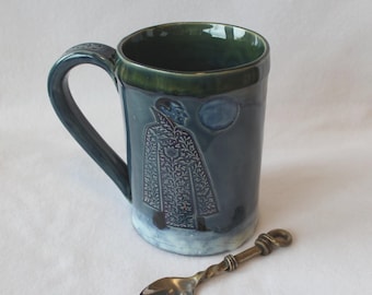 Victorian Dracula Extra Large Ceramic Halloween Mug, Stoneware Pottery