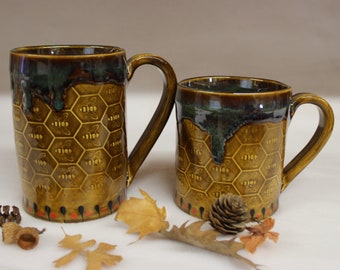 Bronze Bee Ceramic Coffee Mug, Stoneware Mug Tea Mug, Handmade Pottery
