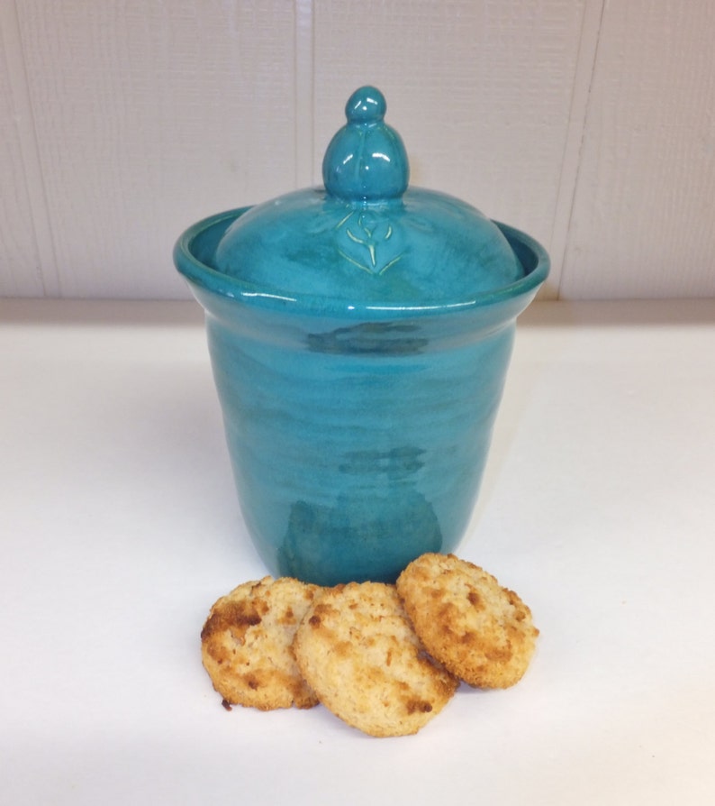 Teal Kitchen Canister Handmade Turquoise Pottery Jar Etsy