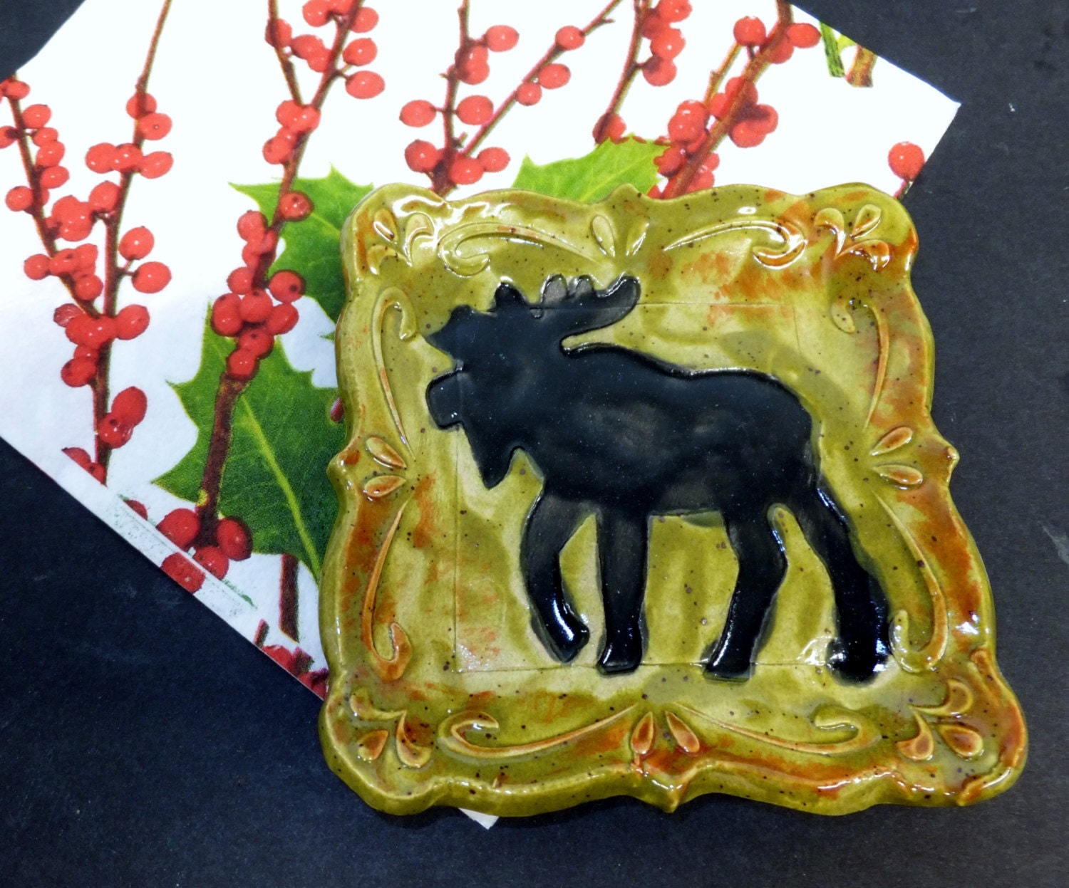 Moose Spoon Rest Ring Holder Ceramic Tapas Plate Etsy