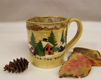 Home for the Holidays, Handmade Ceramic Stoneware Mug