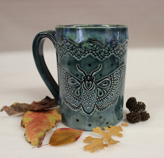 Fancy Moth with Stars Extra Large Ceramic Coffee Mug