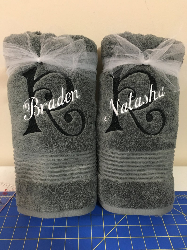 Monogrammed Wedding / Anniversary Towels 2 with custom Last Etsy