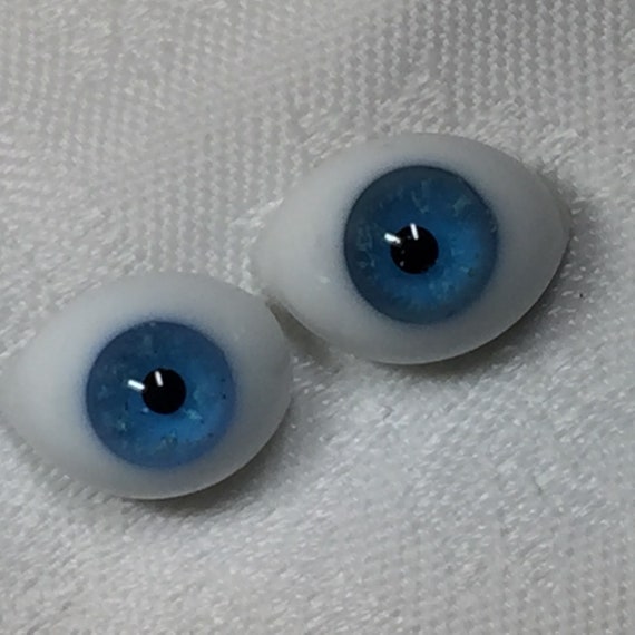 Yeux poupée ancienne bleu pâle 13mm light Blue mouth blown