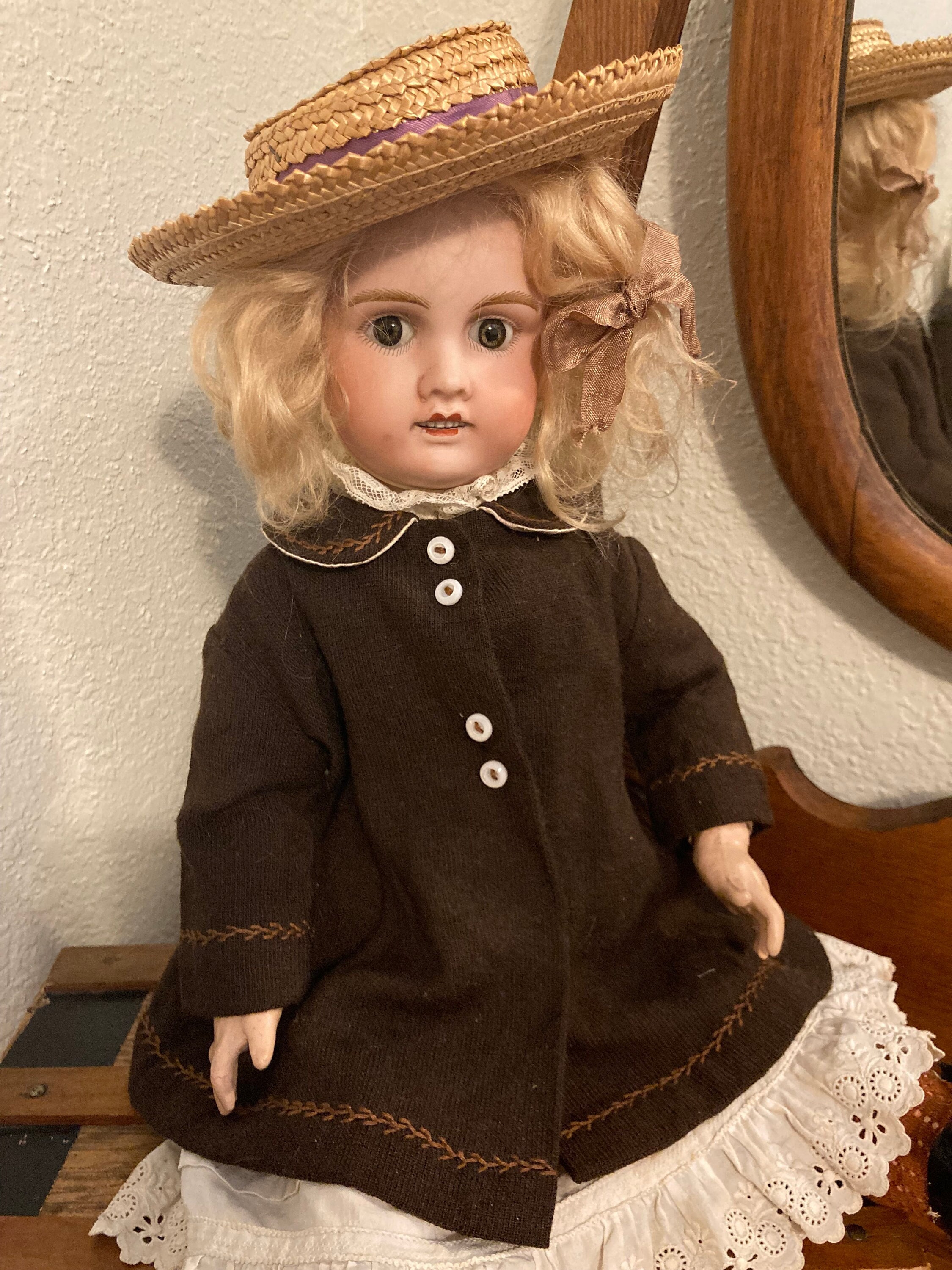 SOLD Antique DEP Size 7 Antique French Bisque Doll, 17.5 IN