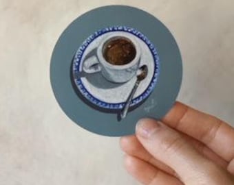 Adesivo de café 3x3 polegadas Círculo / Espresso Art / Café Lisboa