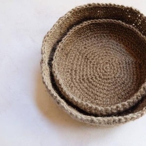 Crochet Twine Nesting Baskets / Set of two / Jute