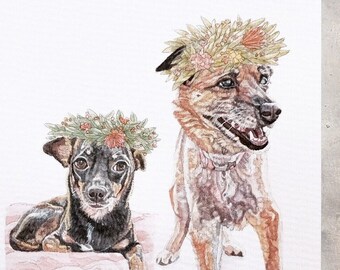 RESERVADO/Retrato personalizado em aquarela do seu animal de estimação / Presente para amantes de cães
