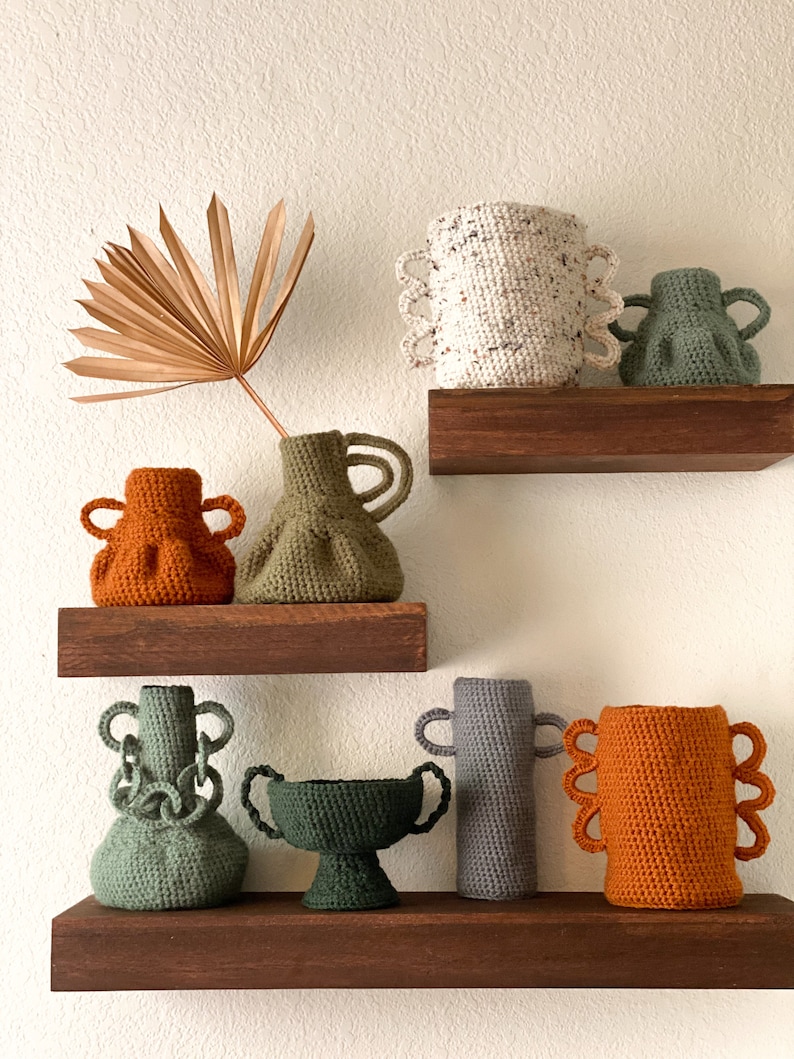 Crochet Vases with Handles / 3 Different Styles / Handmade Décor / Boho Style / Minimalist / Spring Decor image 9