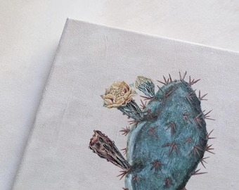 Pintura acrílica de cacto / Arte de parede / Tela original 8 x 10 / Arte Boho / Pintada à mão